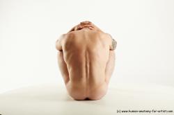 Nude Man White Sitting poses - simple Muscular Bald Sitting poses - ALL Realistic